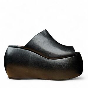 Simon Miller Leather Platform Bubble Wedge Sandals Size 9 / EU 39 Black Clogs